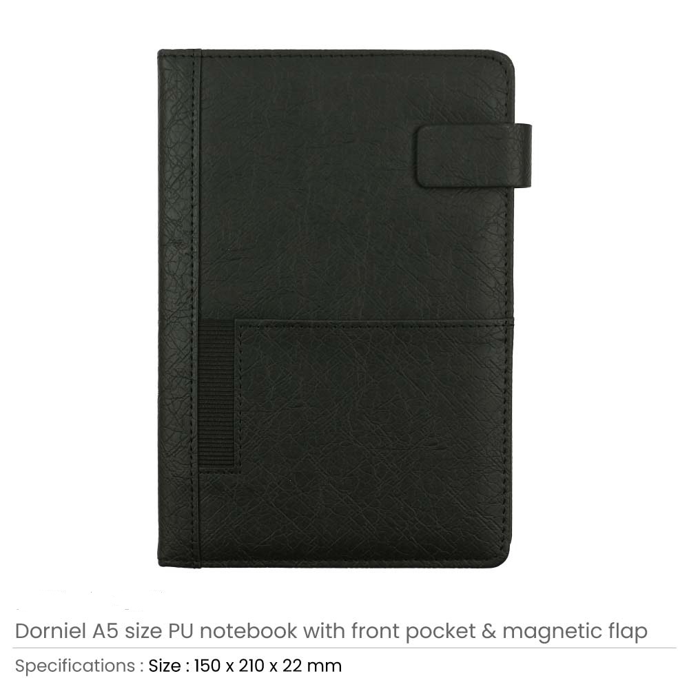 Dorniel A5 PU Notebooks with Front Pocket & Magnetic Flap - Image 9