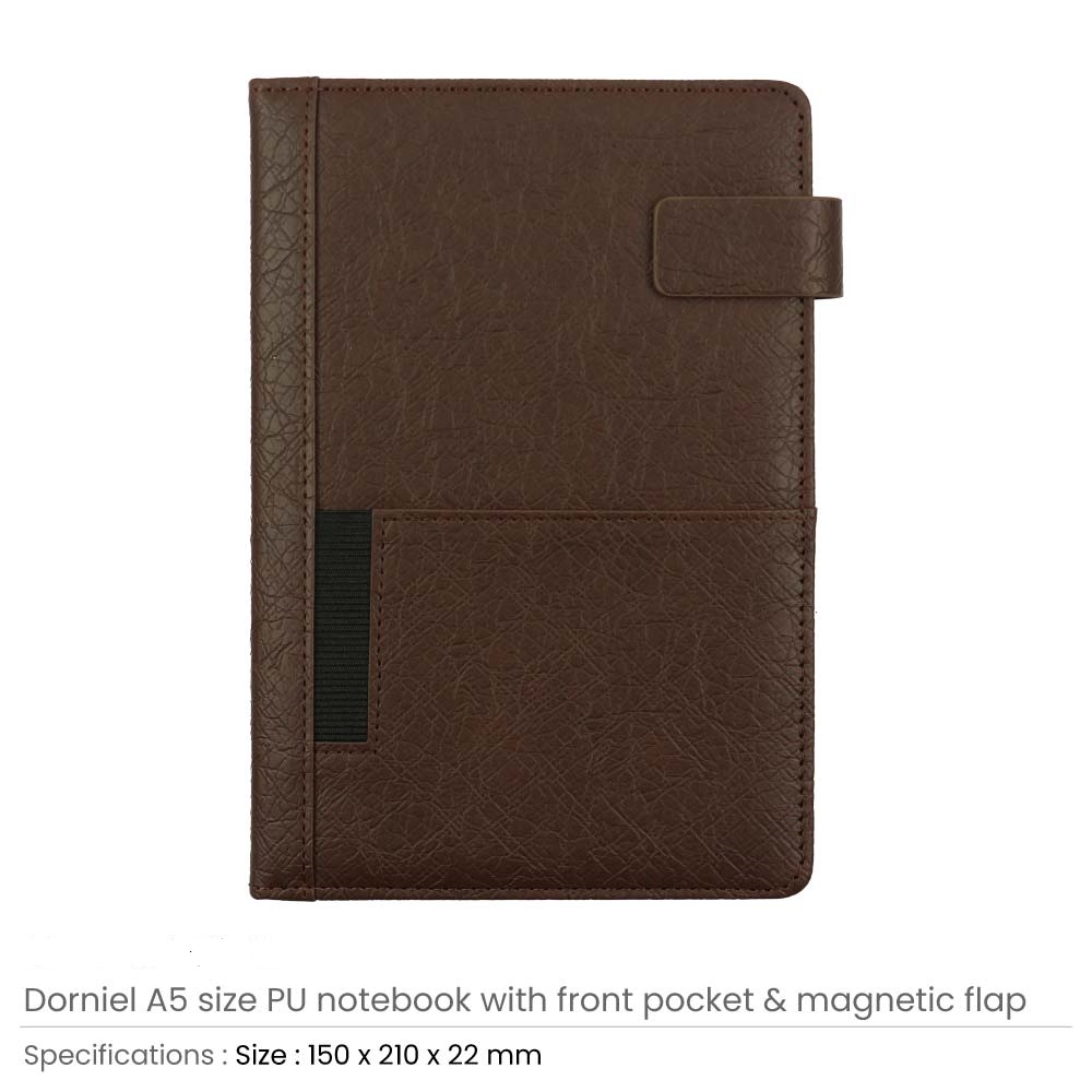 Dorniel A5 PU Notebooks with Front Pocket & Magnetic Flap - Image 7