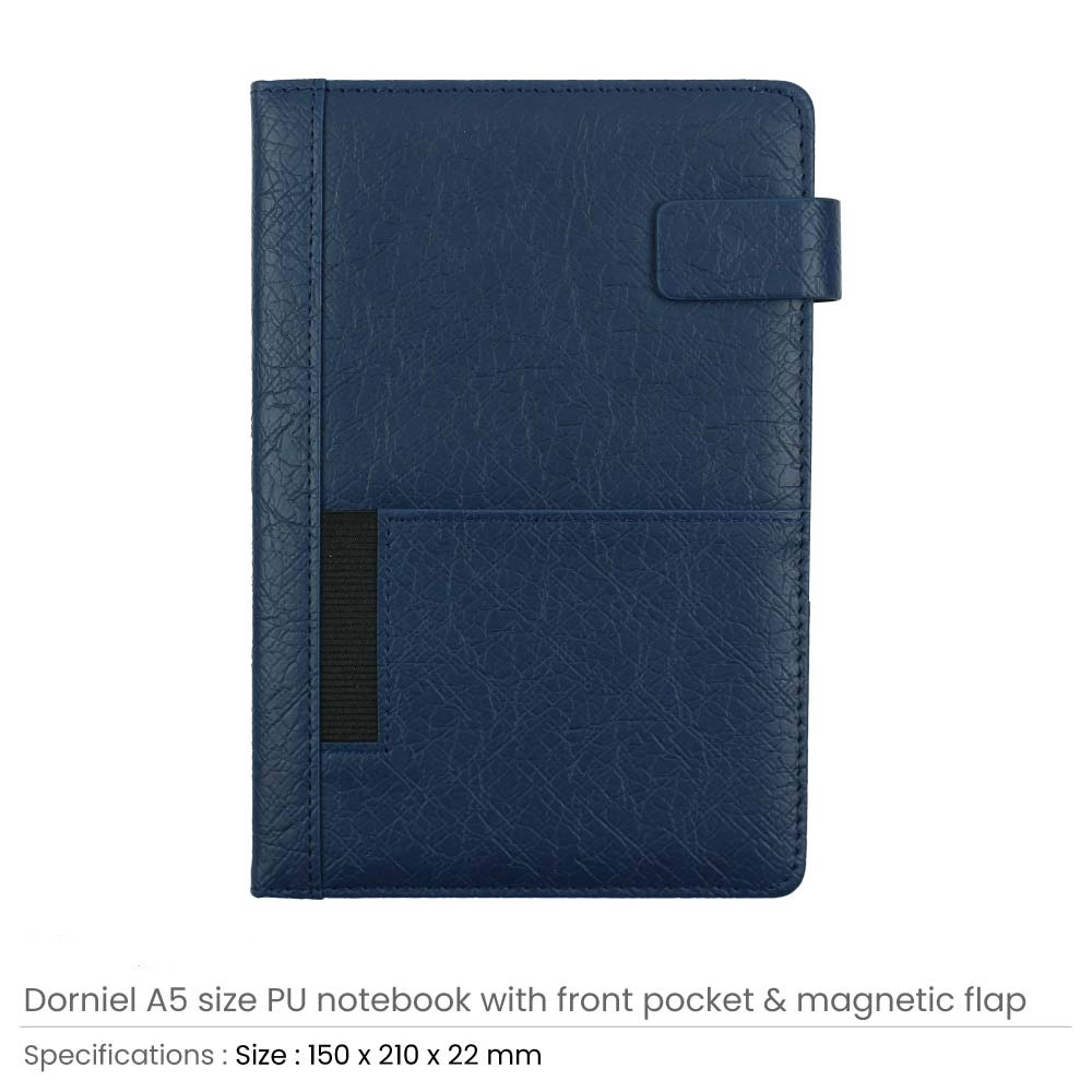 Dorniel A5 PU Notebooks with Front Pocket & Magnetic Flap - Image 6