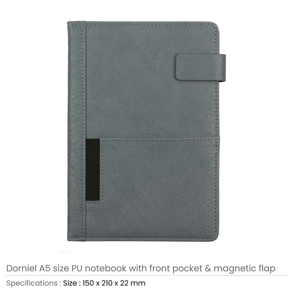 Dorniel A5 PU Notebooks with Front Pocket & Magnetic Flap - Image 5