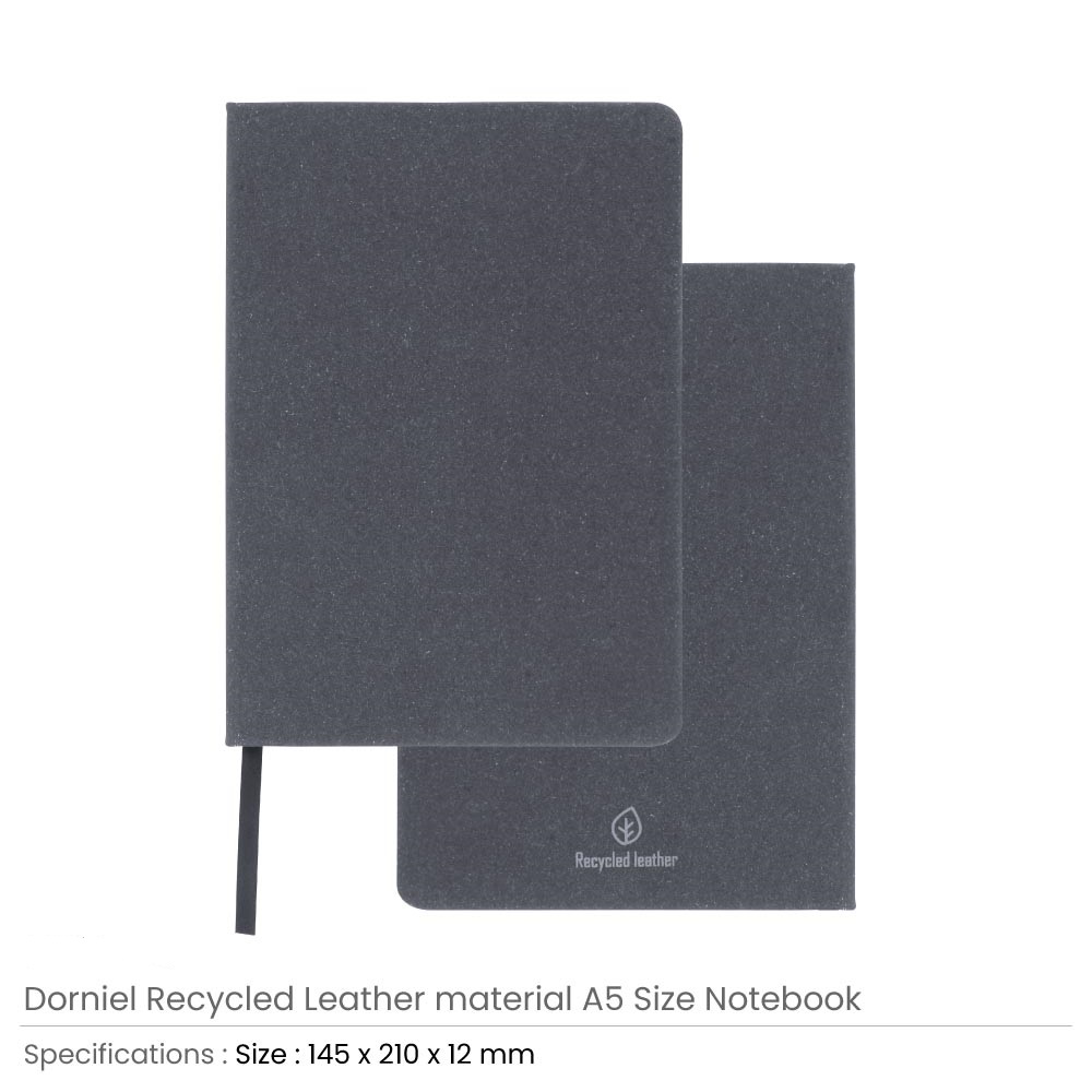 Dorniel A5 Notebooks with Recycled Leather Cover - Image 5