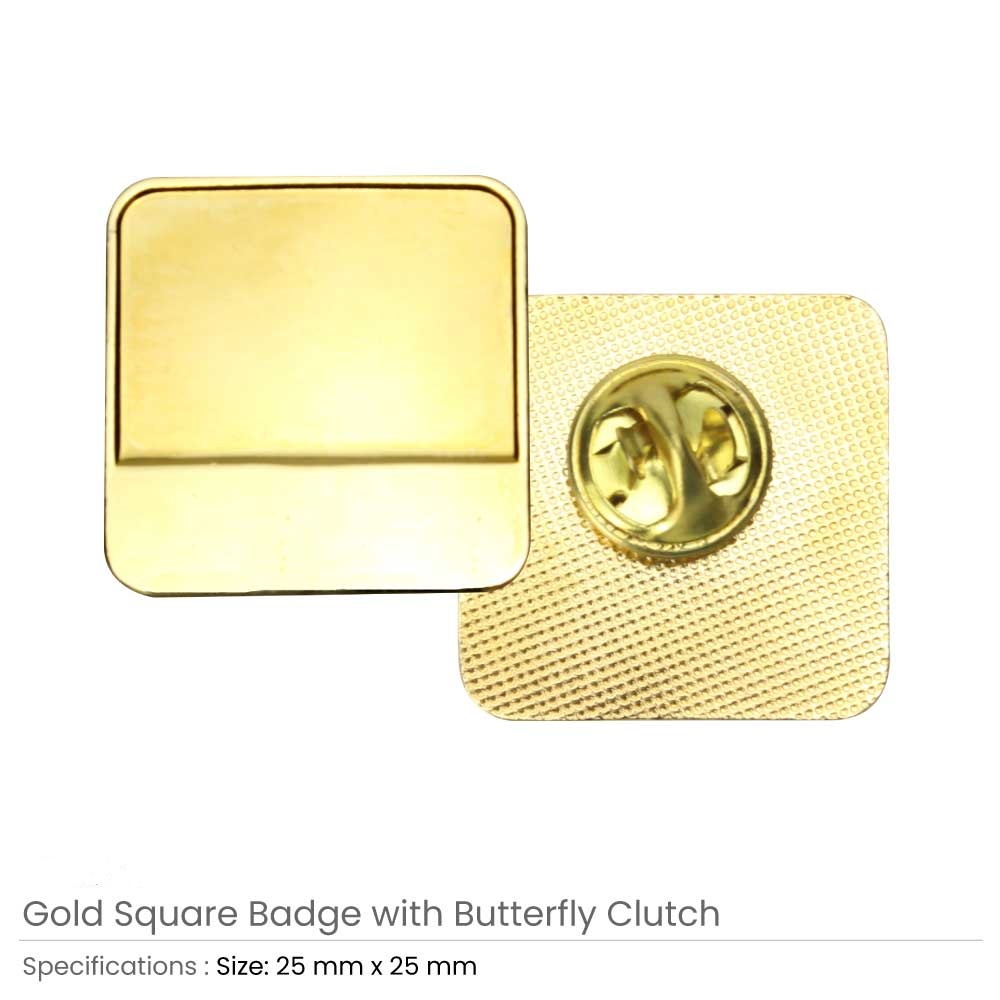 Square Metal Badges with Butterfly Clutch - Image 6