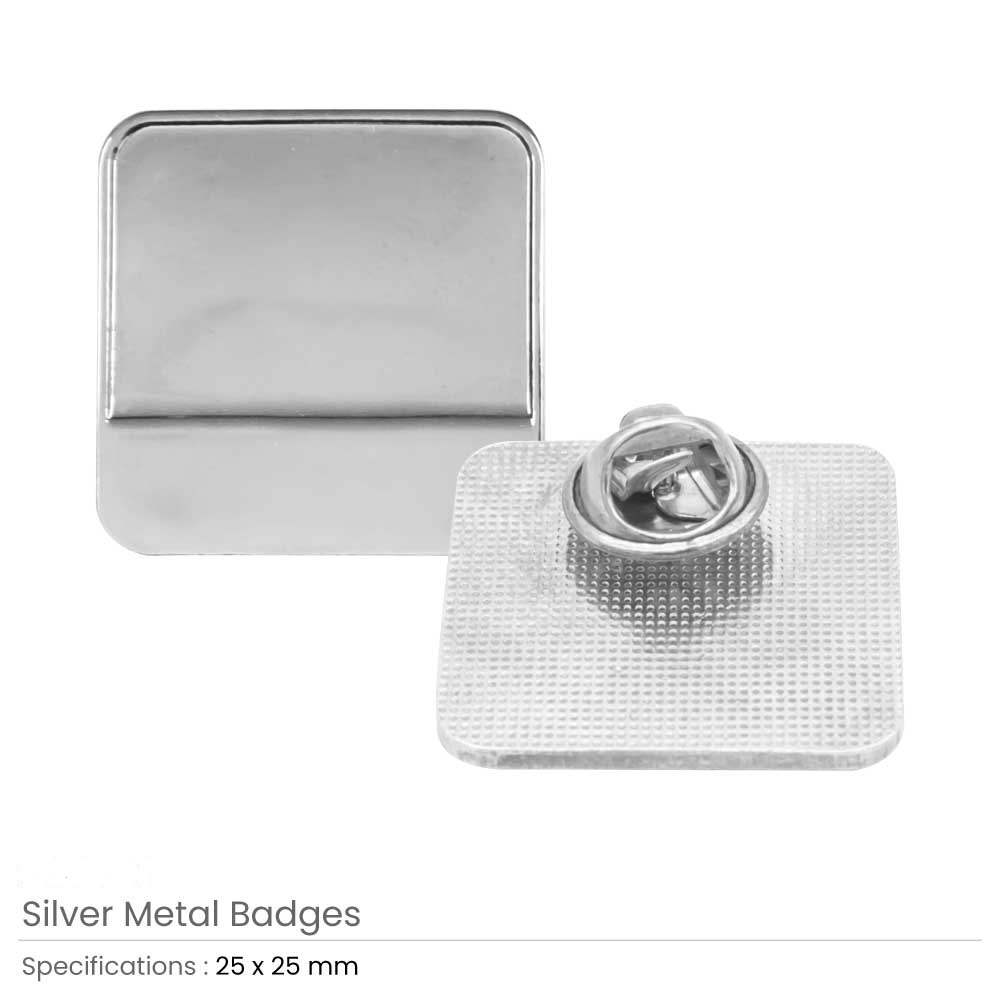 Square Metal Badges with Butterfly Clutch - Image 5