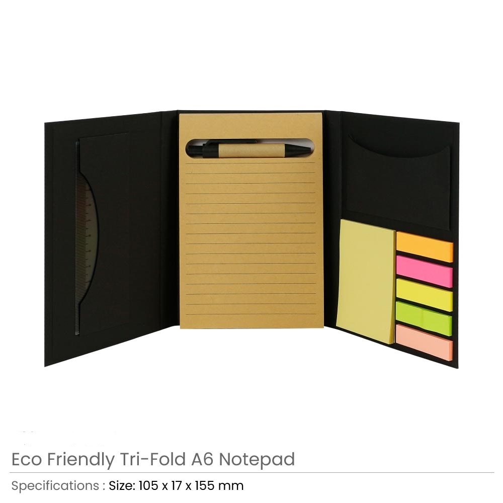 Tri-Fold Notepad with Sticky Notes, Pen, Card Slot and Ruler - Image 8