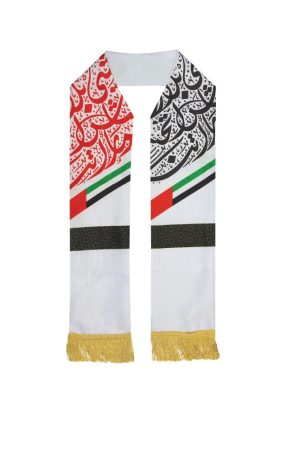UAE Flag Polyester Scarf with Gold Tassel