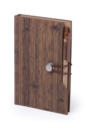 Wood Design Notebook with Sticky Note and Pen