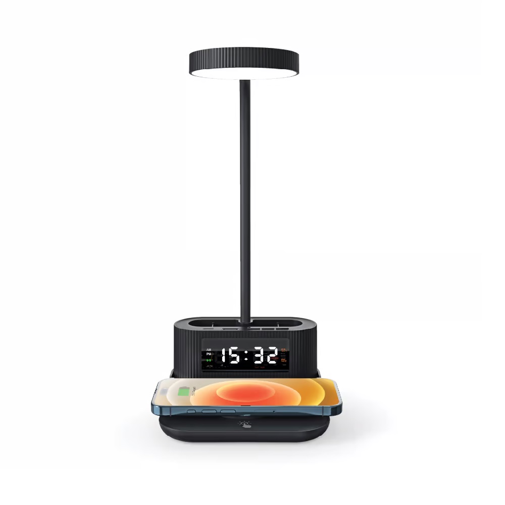 Desk Lamp with 15W Wireless Charger, Clock and Pen Holder - Image 6