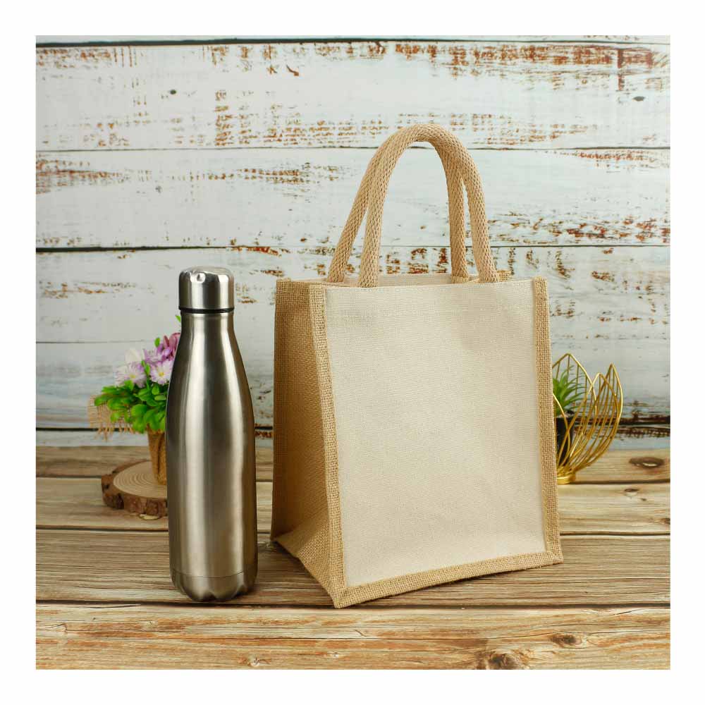 Laminated Cotton Bags with Natural Jute Gusset 10 Oz - Image 3