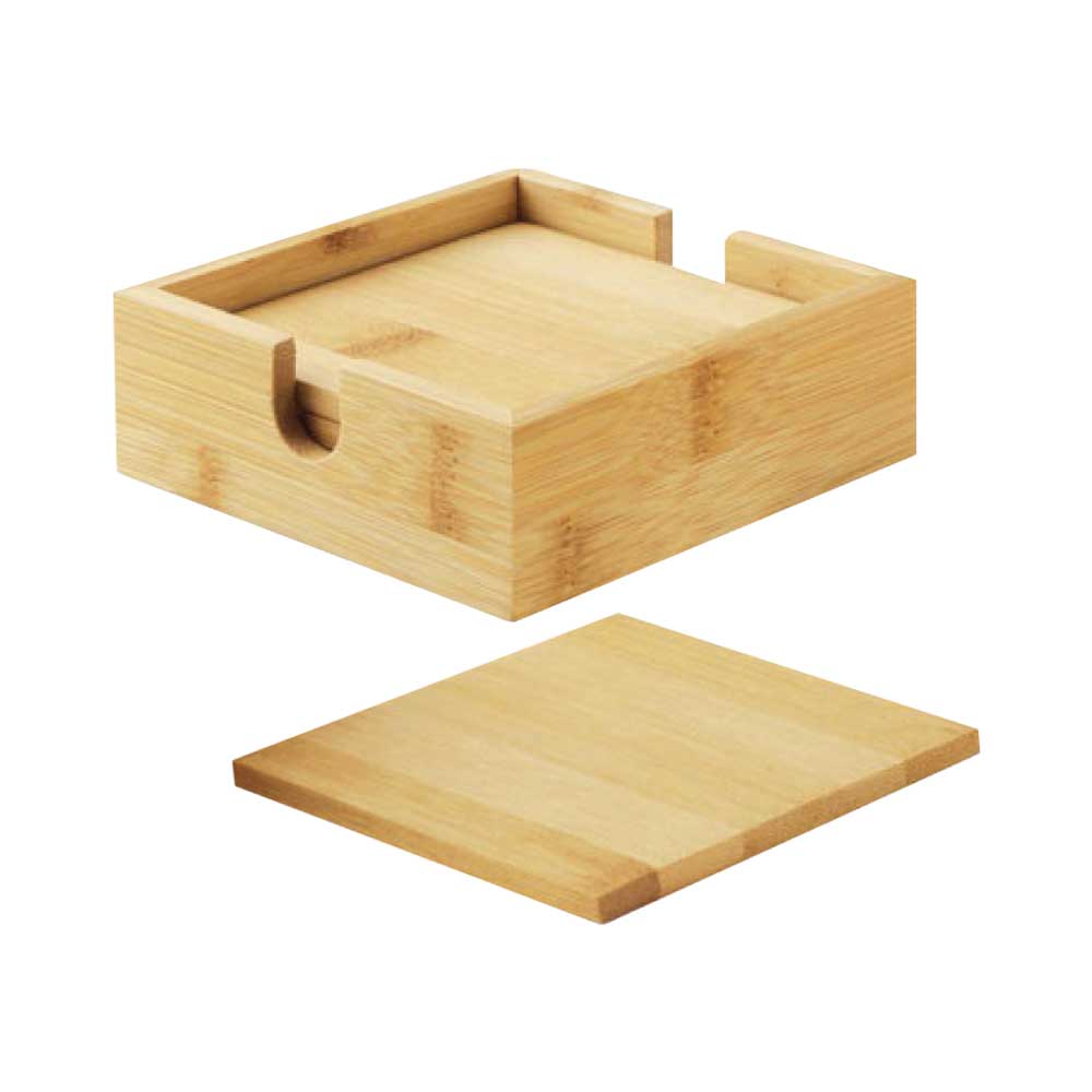 4 Pcs Bamboo Tea Coasters Sets with Case - Image 3