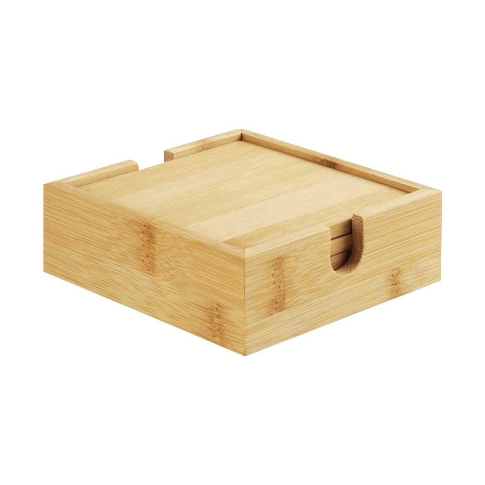 4 Pcs Bamboo Tea Coasters Sets with Case