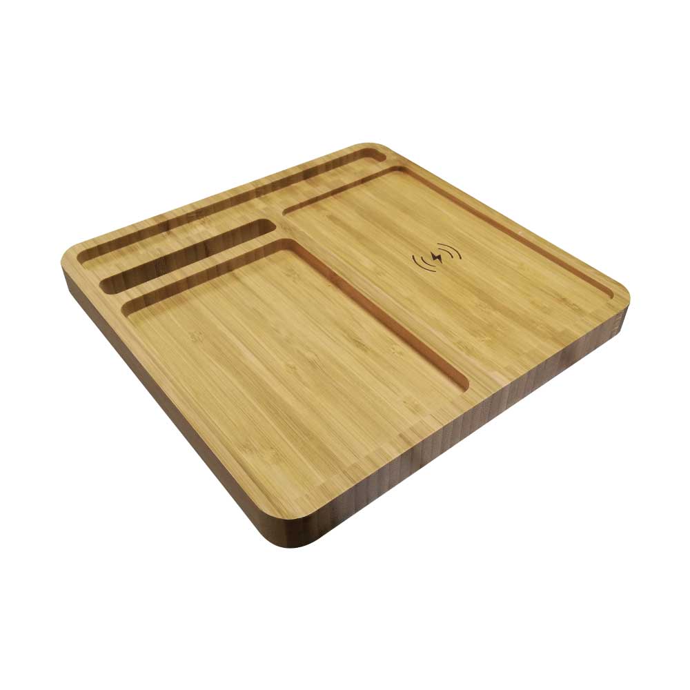 Bamboo 15W Wireless Desk Fast Charging Pad & Organizer - Image 3