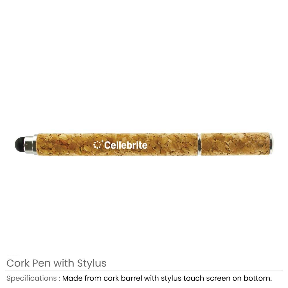 Cork Pens with Stylus - Image 5