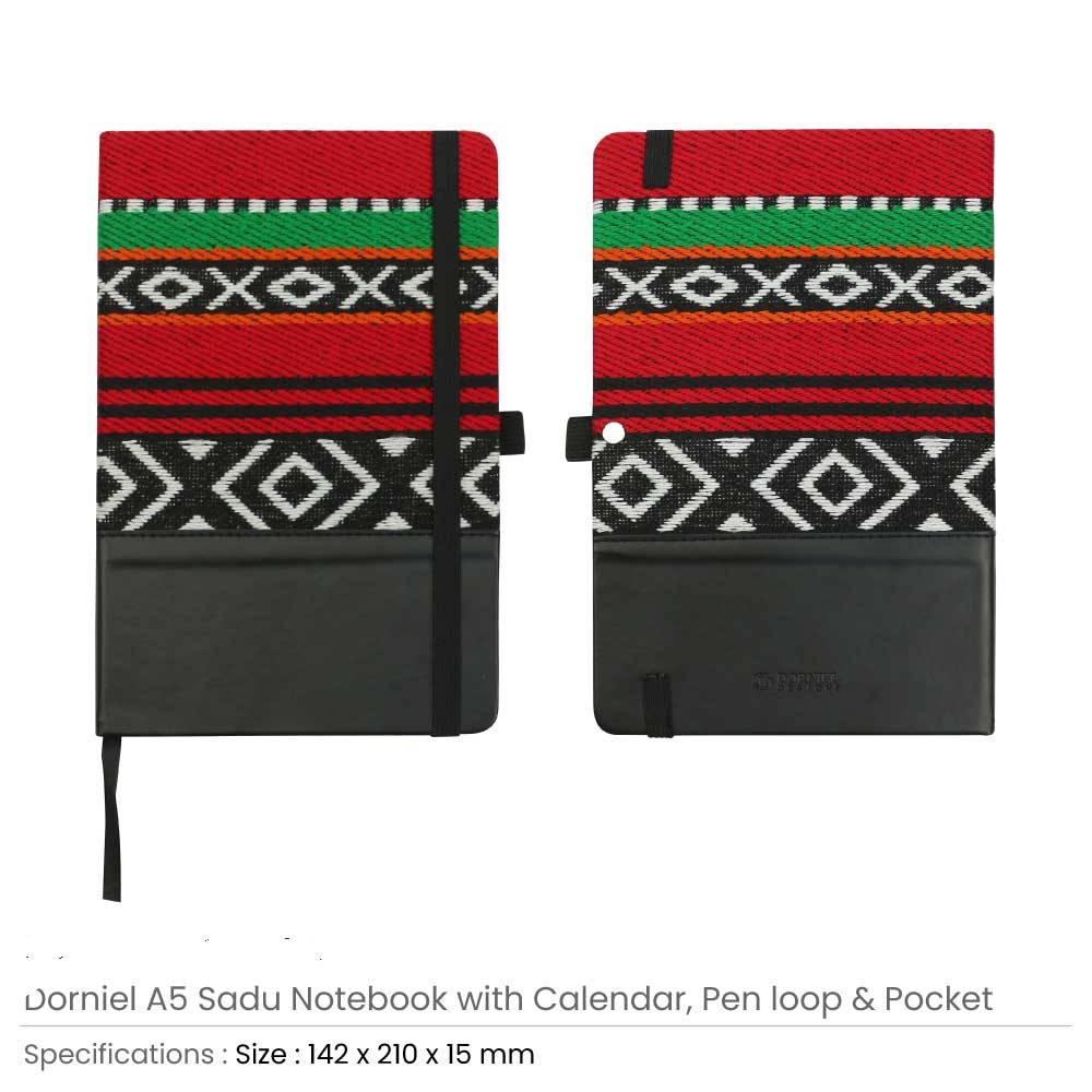 Dorniel A5 Notebooks with Calendar, Pen Loop & Pocket - Image 3