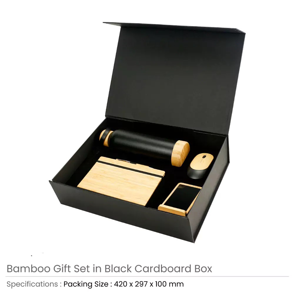 Bamboo Gift Sets in a Black Cardboard Gift Box 360-GS-035-P - Image 3