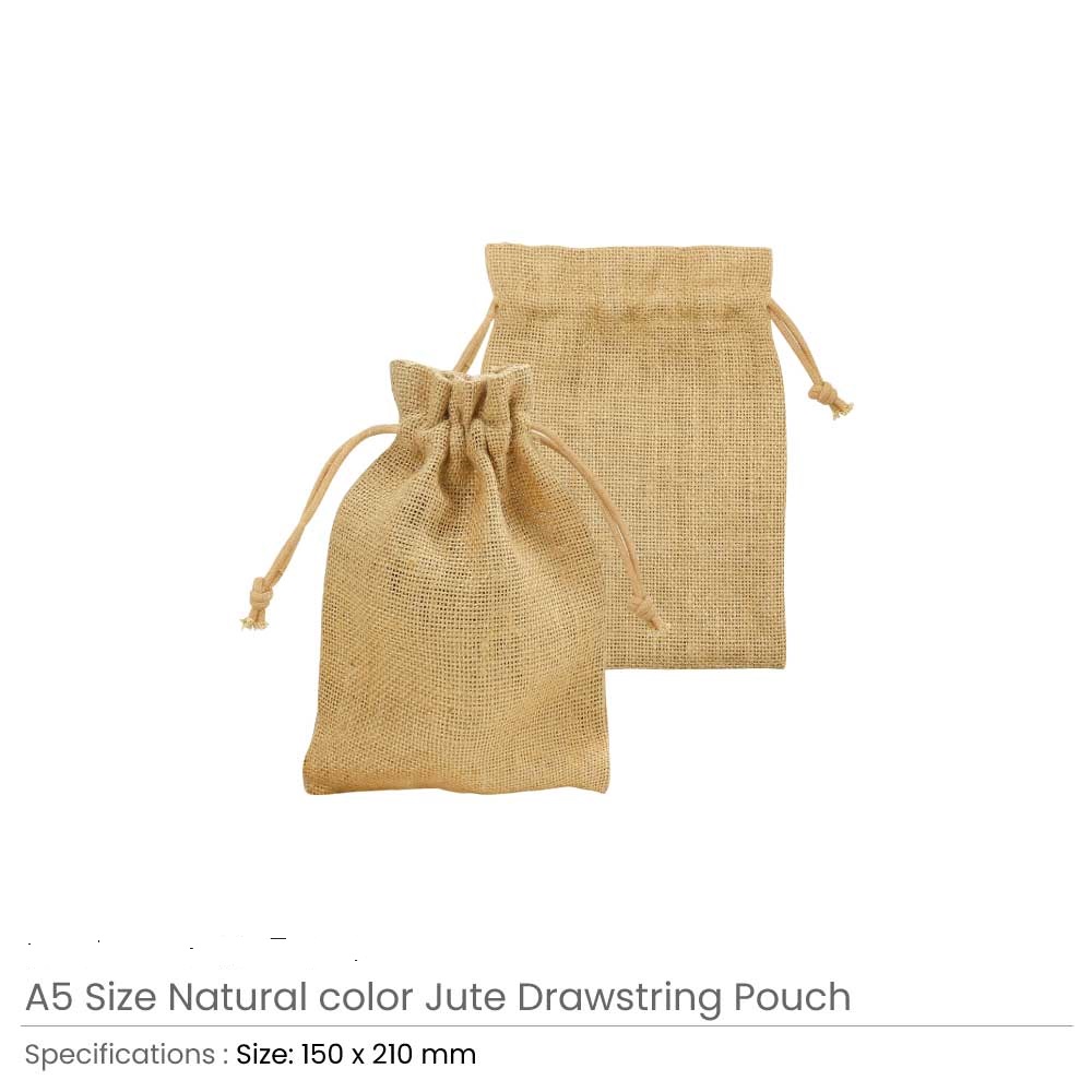 Jute Drawstring Pouches in A4 and A5 Size - Image 3