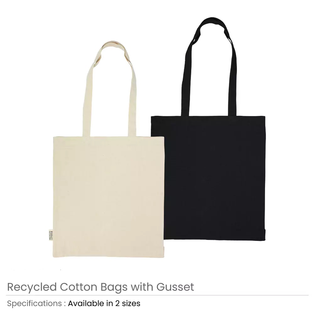 Recycled Cotton Tote Bags with Gusset 8 Oz - Image 2