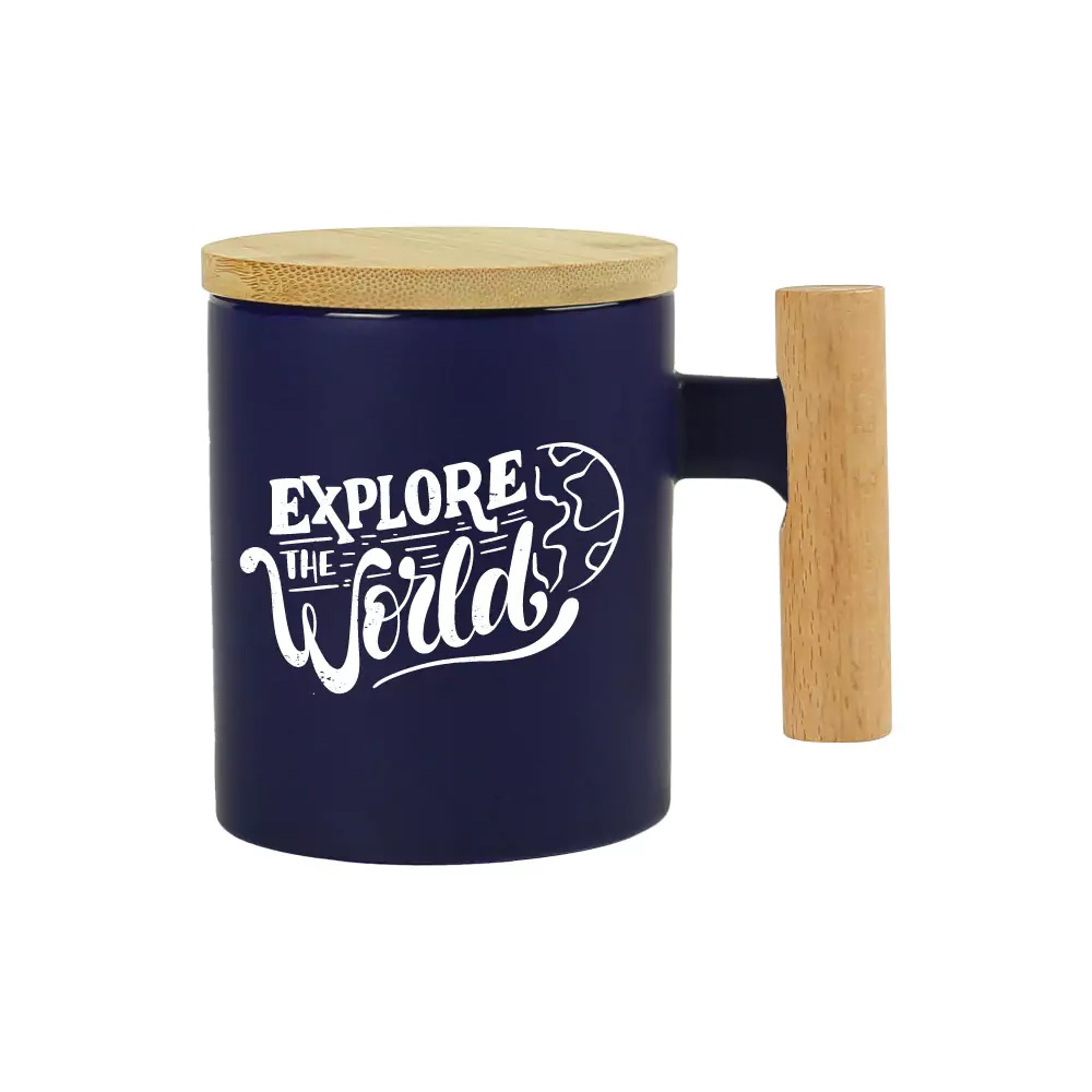 Ceramic Coffee Mugs with Bamboo Handle and Lid 380ml - Image 4