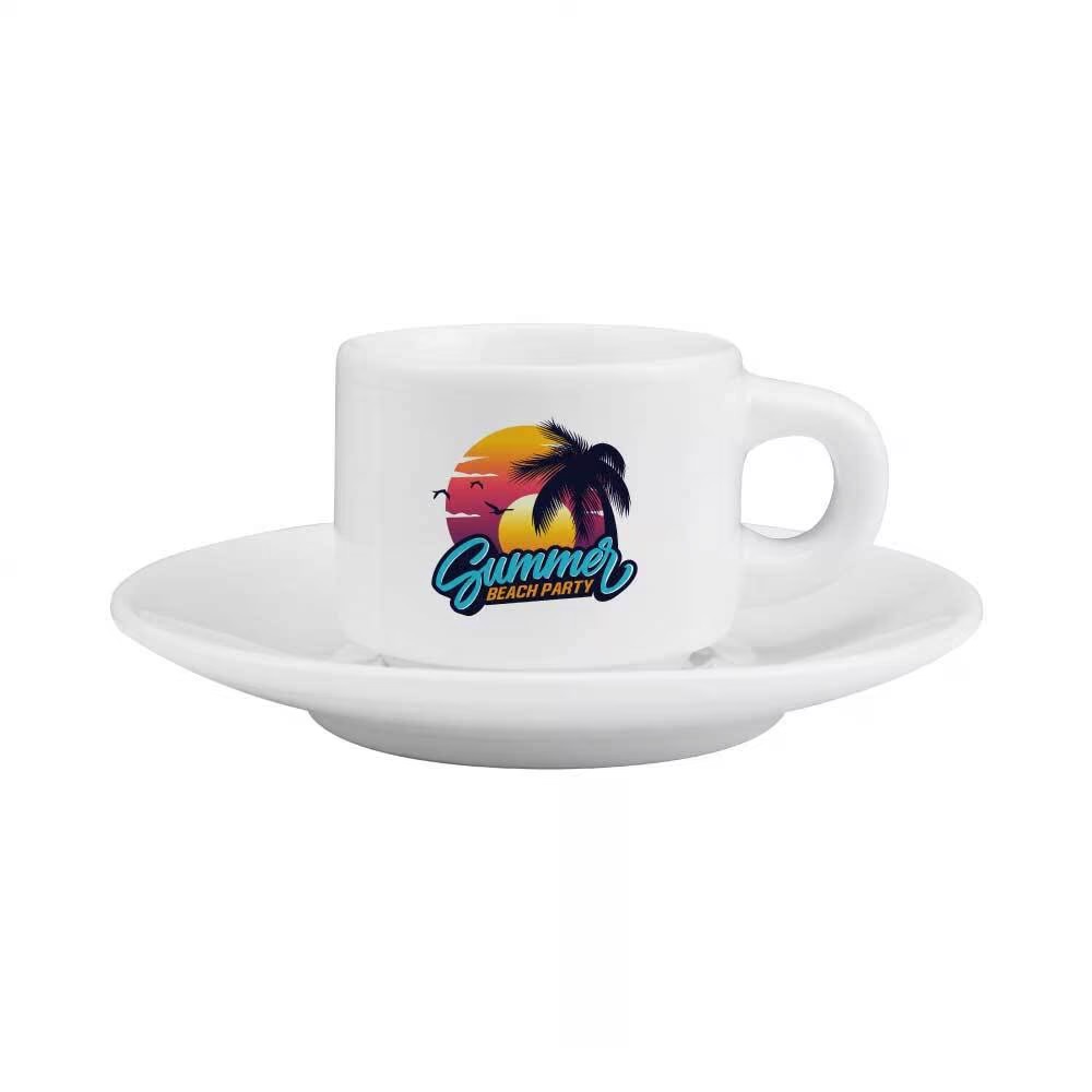 Sublimation White Ceramic Cup & Saucer 77ml Capacity - Image 2
