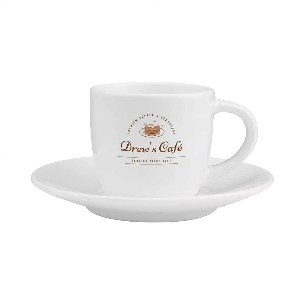 Sublimation White Ceramic Cup & Saucer 100ml Capacity - Image 2