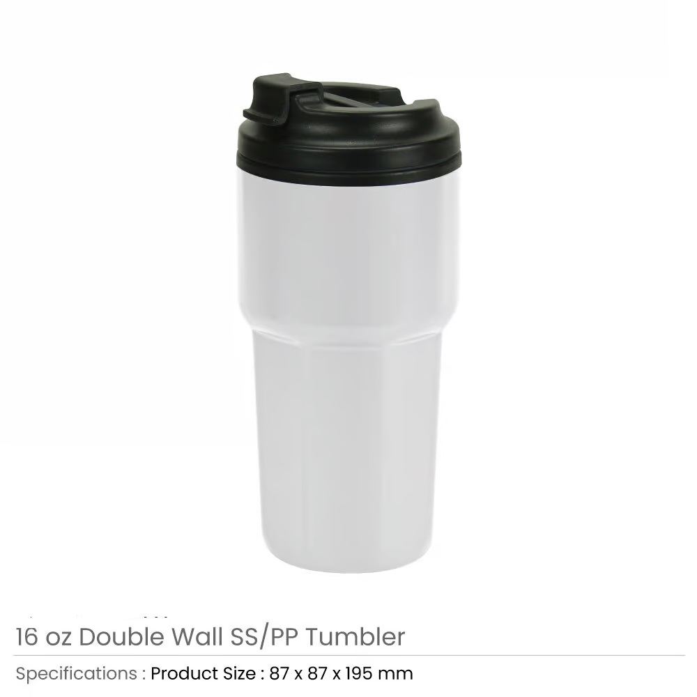 Double Wall Tumblers Flip-top PP Lid in 473ml - Image 3