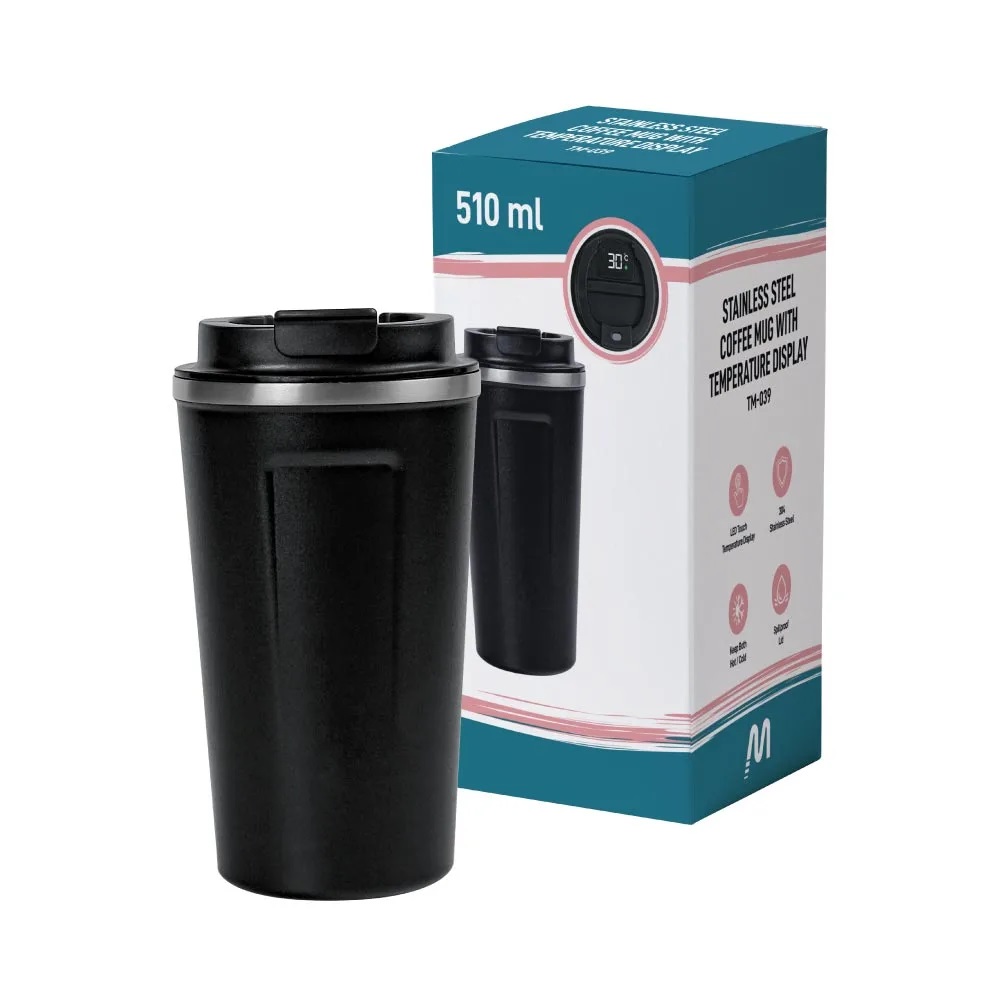 LED Temperature Display Black Tumblers Stainless Steel 510ml - Image 6