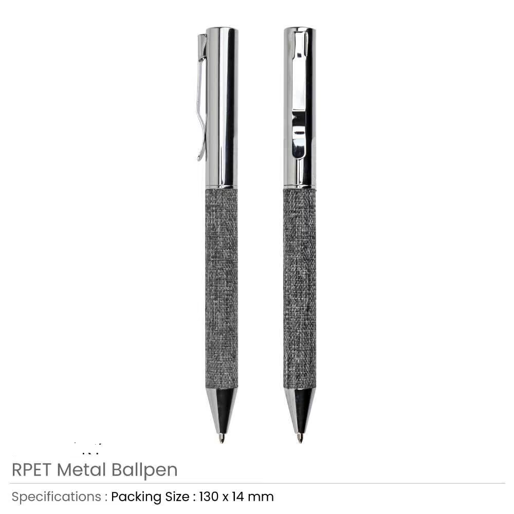 RPET Metal Ball Pens, Twist Action Mechanism, Blue Ink - Image 3