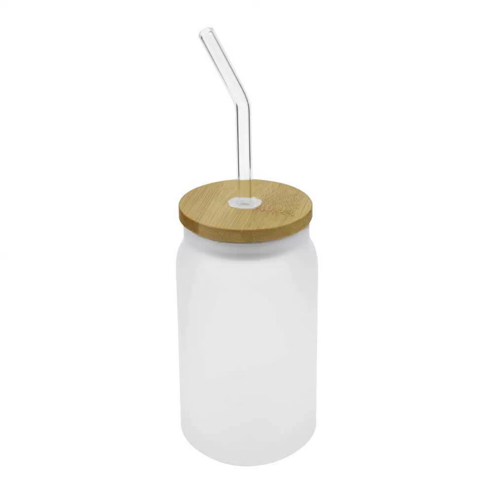 Glass Bottle with Straw and Bamboo Lid 455 ml Capacity - Image 3