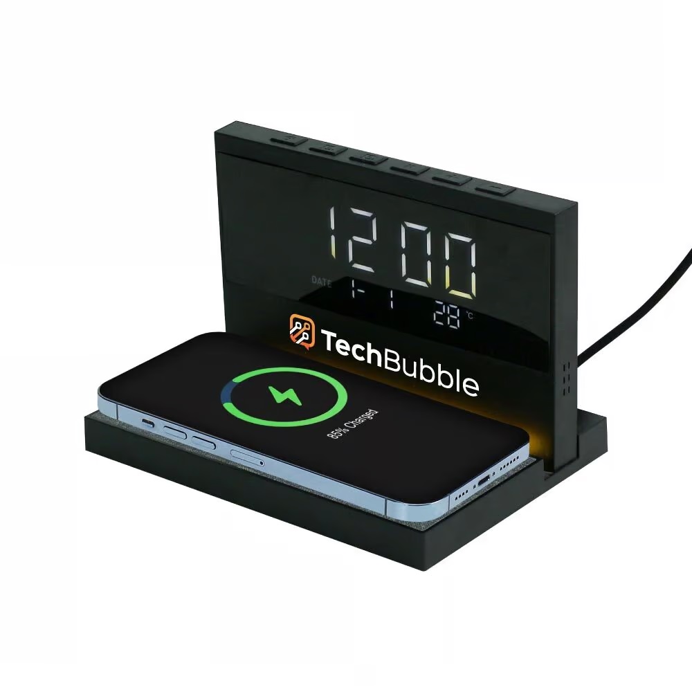 Dorniel Alarm Clock, 15W Wireless Charger & Night Light - Image 2
