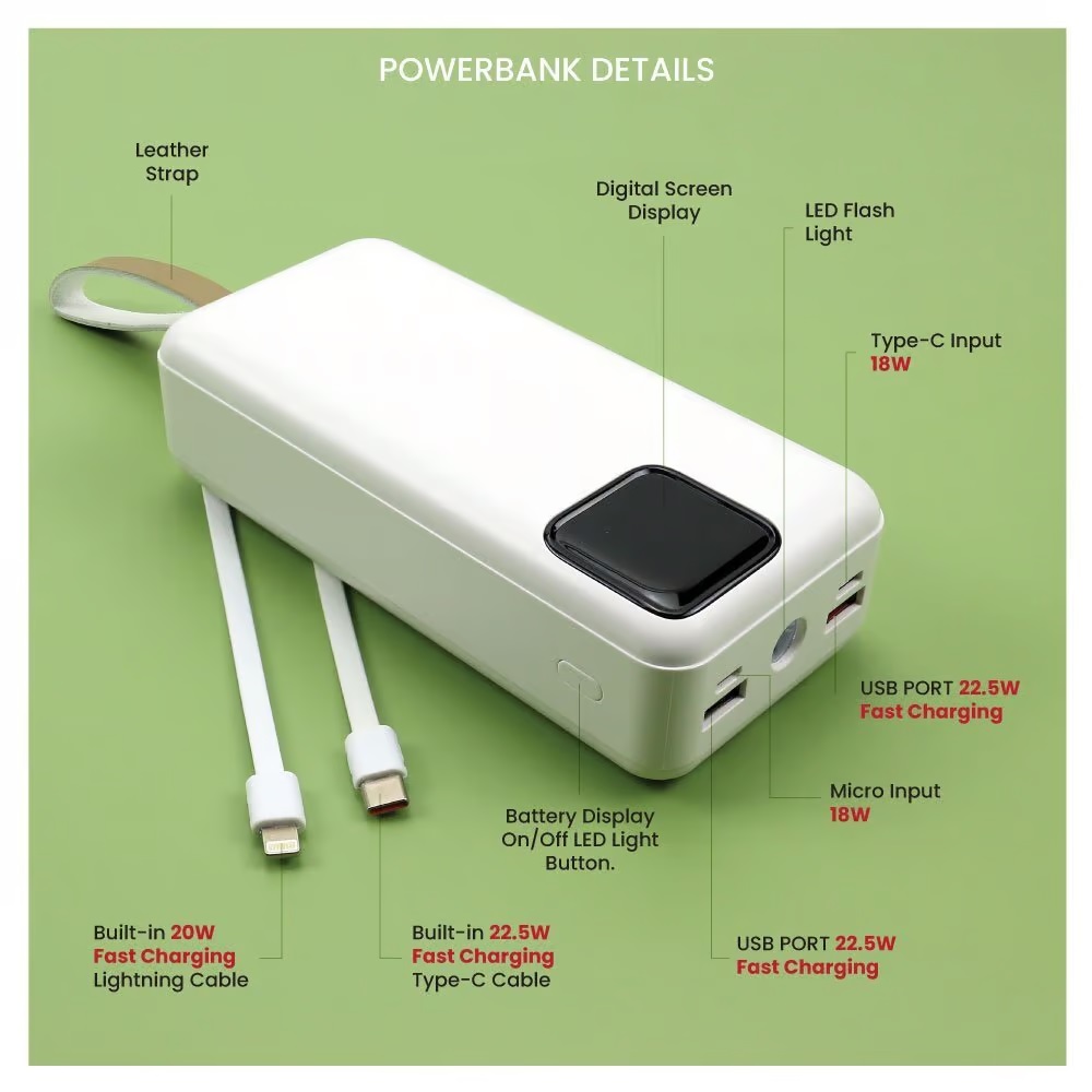 Fast Charging Powerbank 30,000 mAh with Flashlight - Image 3