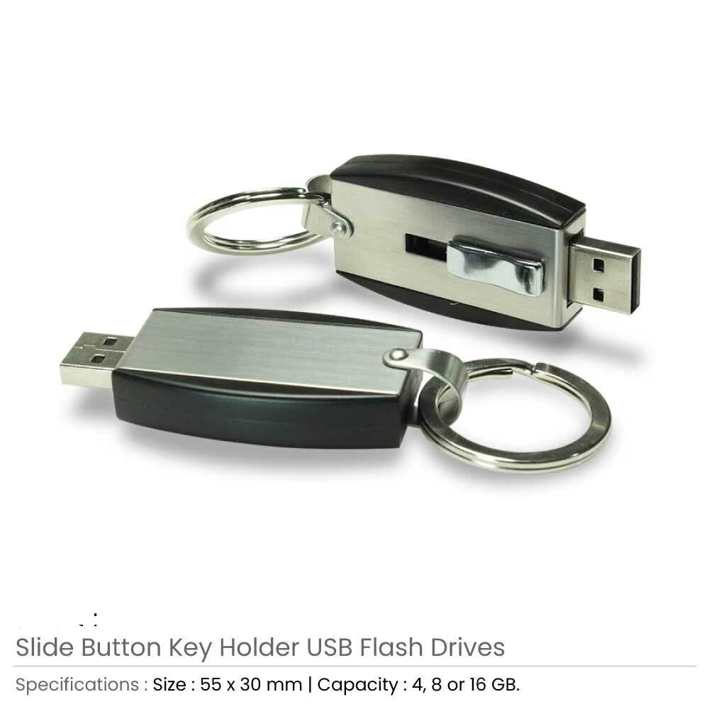 Slide Button USB with Key Holder