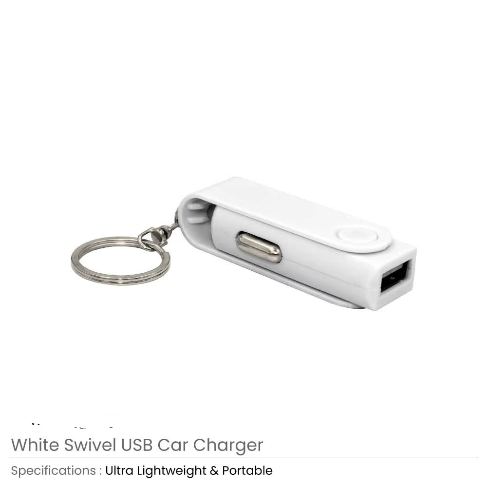 Swivel USB Car Charger with Key Ring attachment - Image 2