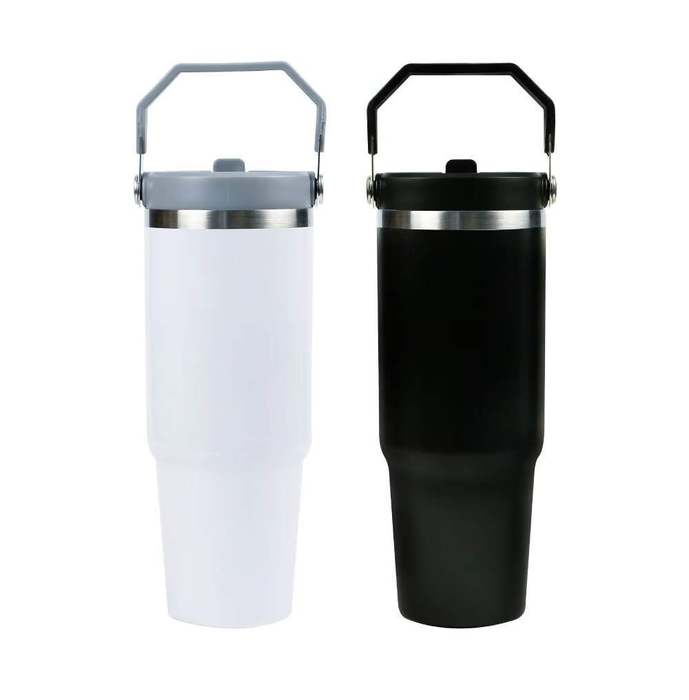 Tumbler with Handle & Straw SS Double Wall 900ml