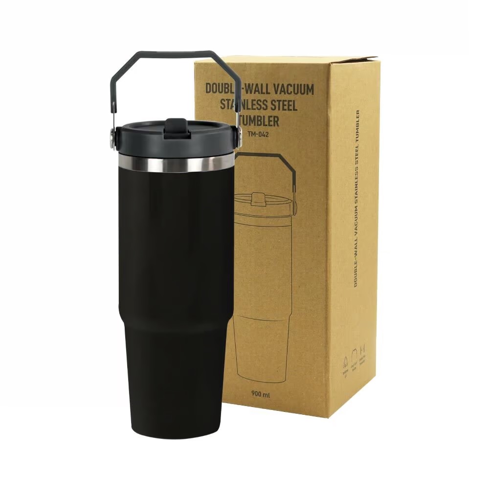 Tumbler with Handle & Straw SS Double Wall 900ml - Image 6