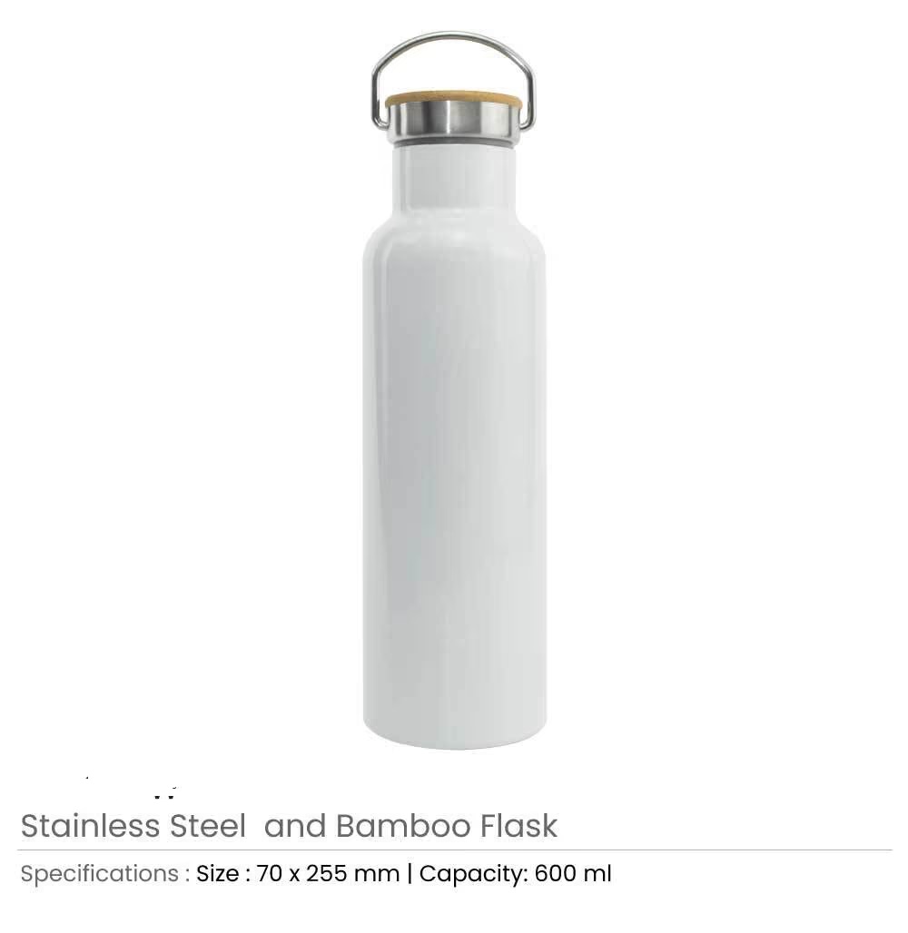 Stainless Steel Bamboo Flask - Image 2