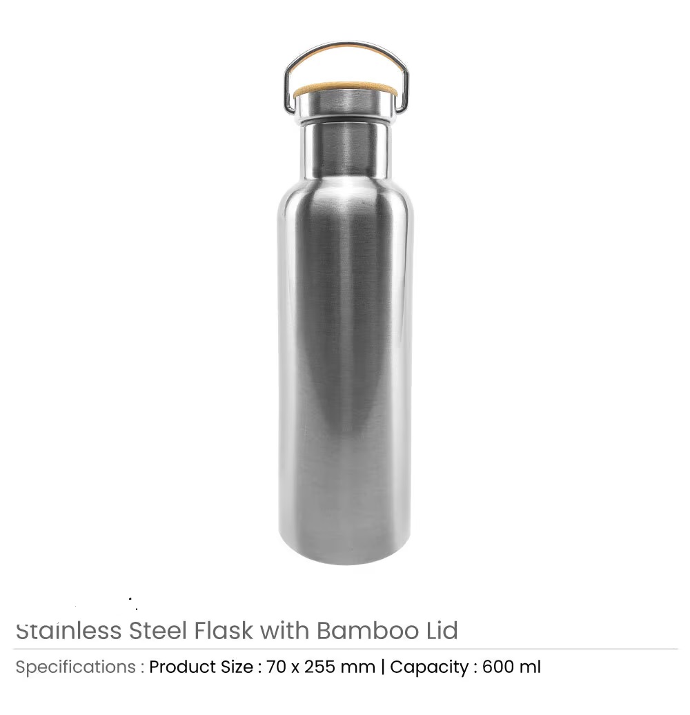 Stainless Steel Bamboo Flask - Image 3