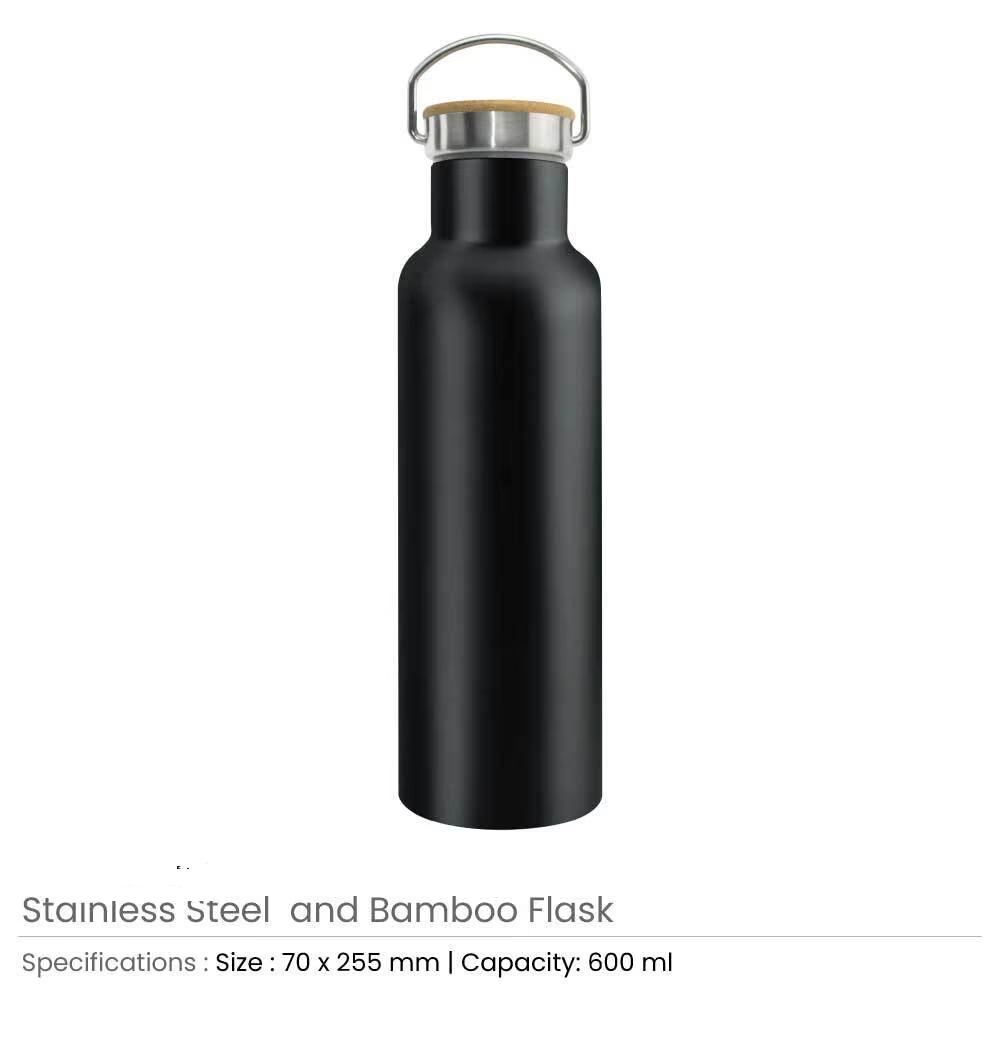 Stainless Steel Bamboo Flask - Image 4