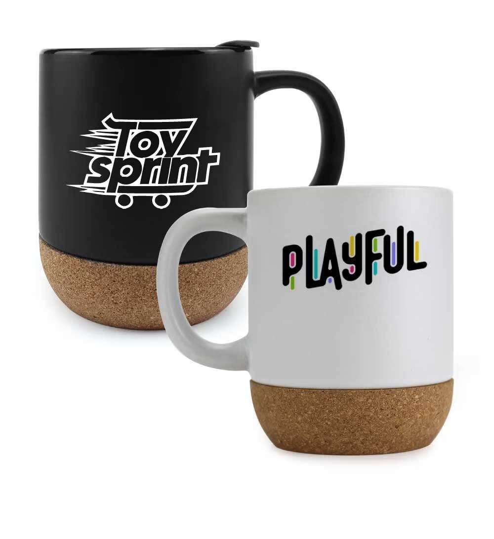 Ceramic Mugs with Lid and Cork Base 385 ml - Image 3