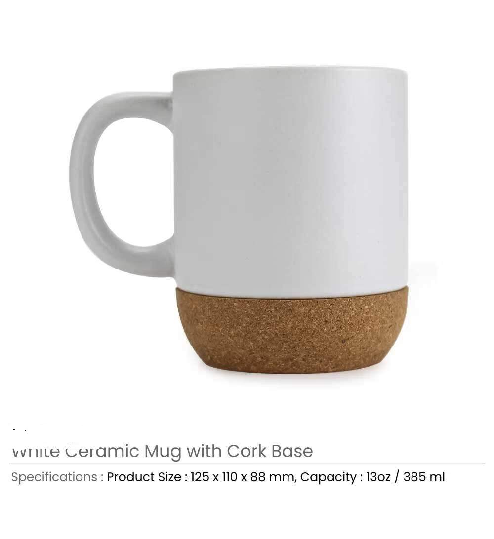 Ceramic Mugs with Lid and Cork Base 385 ml - Image 2