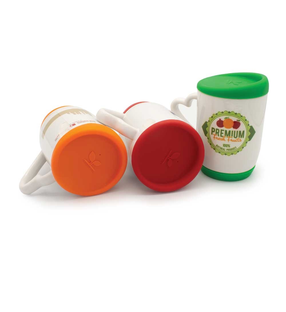 White Ceramic Mugs with Silicone Cap and Base - Image 8