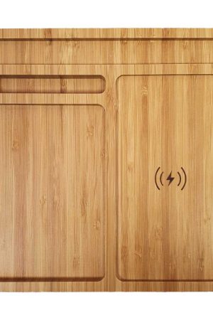 Bamboo 15W Wireless Desk Fast Charging Pad & Organizer