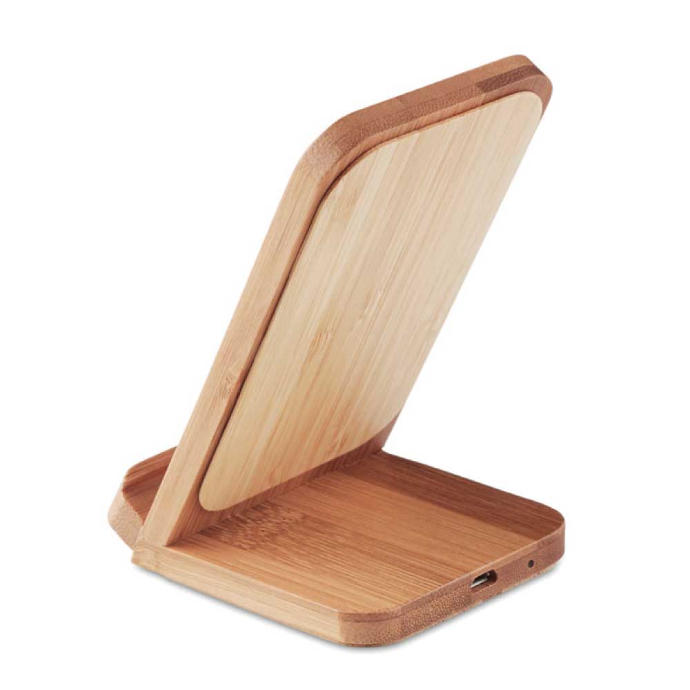 Eco-Friendly Bamboo 10W Wireless Charger Stand - Image 4