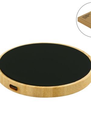 Bamboo Wireless Charger 15W Fast Charging with LED Logo