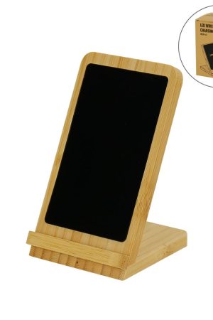 Bamboo Fast Wireless Charger Stand 15W with LED Logo