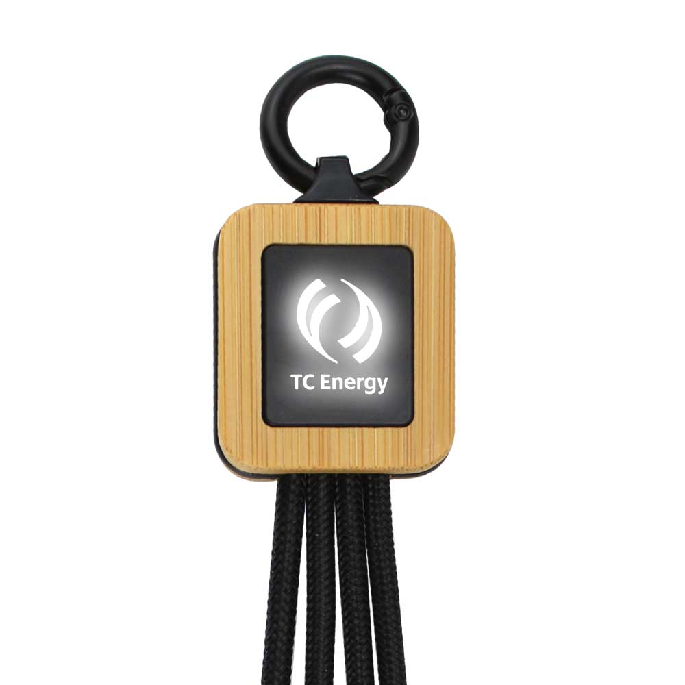 Bamboo Light Up Logo Multi-Charging Cables Type C - Image 2