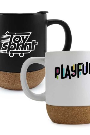 Ceramic Mugs with Lid and Cork Base 385 ml