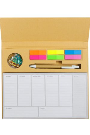 Eco-Friendly Weekly Planner Kit with Pen, Clip, Sticky Notes