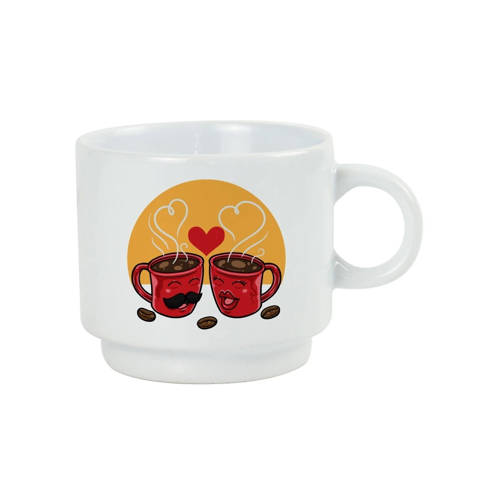 Ceramic Coffee Cups Set 4Pcs in Silver Metal Rack - Image 3