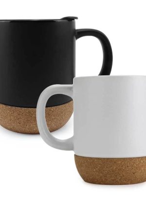 Ceramic Mugs with Lid and Cork Base 385 ml