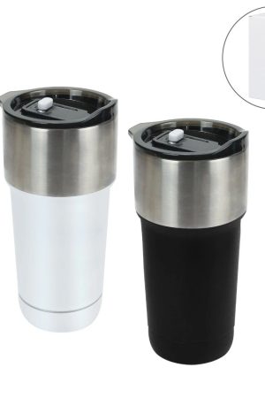 Double Wall SS Tumblers with Slide-Lock PP Lid 591ml