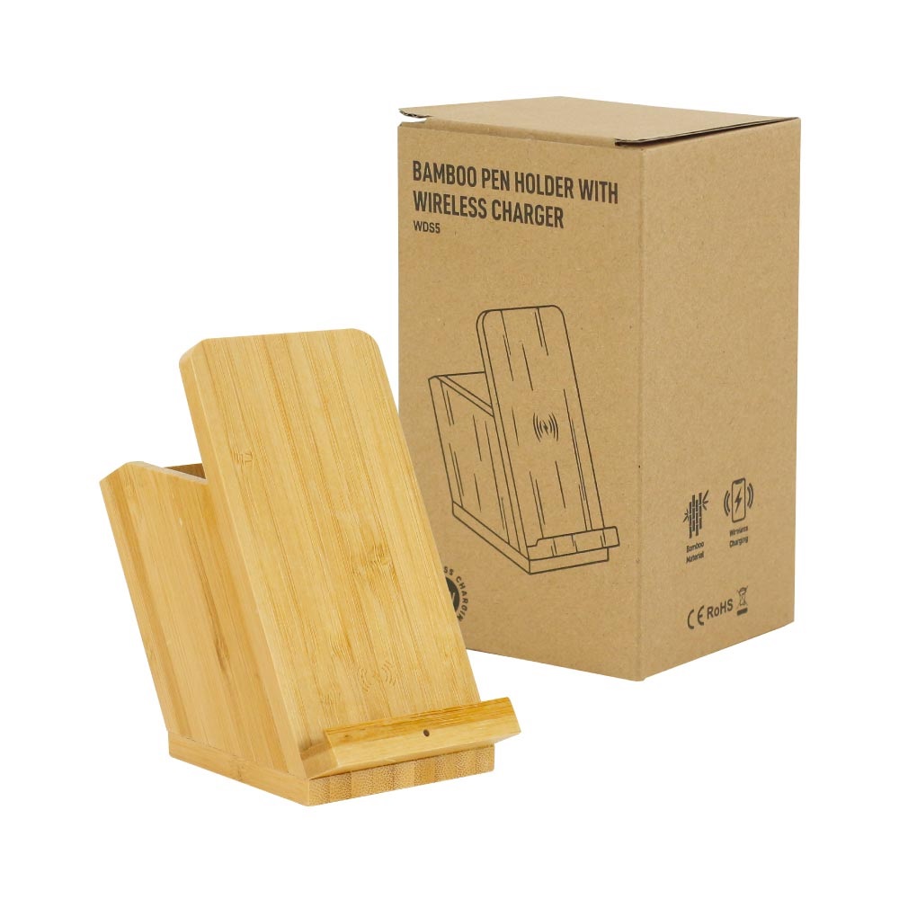 Bamboo Pen Holder with 15W Fast Wireless Charger - Image 4